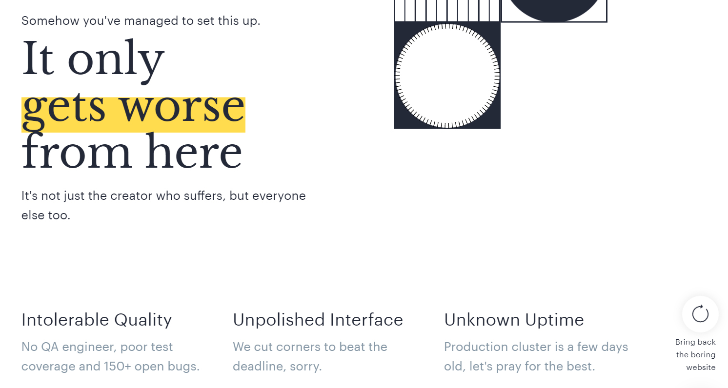 Fibery's brutally honest landing page